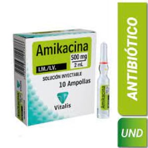 Amikacina Solucion Inyectable 500 mg 2 ml 1 ampolla